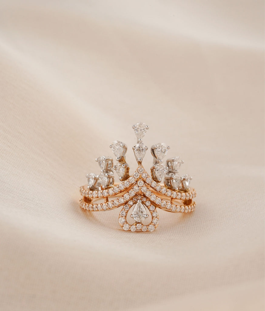 Pear Crown diamond Engagement Ring In 14K Rose Gold | Fascinating Diamonds